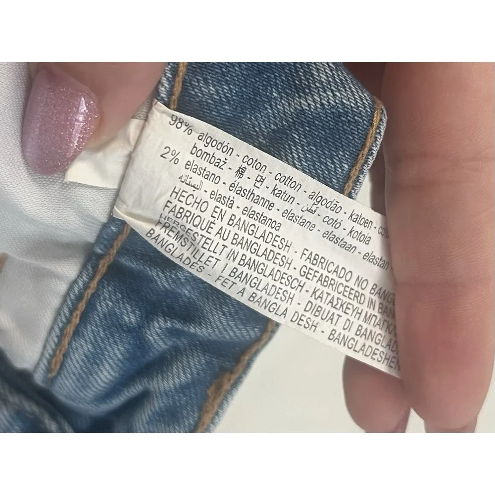 ZARA Women's High Rise Denim Shorts Raw Hem Minimal Distressed Blue Jean Size 12